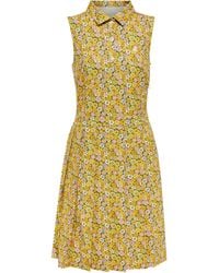 Tory Sport Pleated Floral Jersey Golf Minidress - Yellow