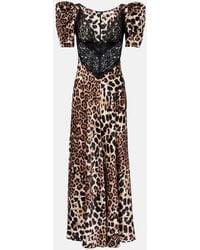 Rodarte - Leopard-Print Silk Satin Maxi Dress - Lyst