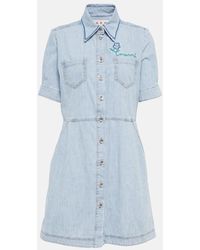 Marni - Embroidered Cotton Chambray Shirt Dress - Lyst