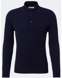 Brunello Cucinelli - Ribbed-Knit Cashmere Polo Sweater - Lyst