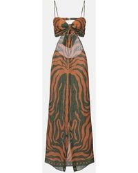 Johanna Ortiz - Printed Cutout Linen Maxi Dress - Lyst