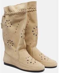 Isabel Marant - Welky Laser-Cut Suede Mid-Calf Boots - Lyst