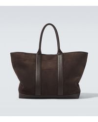 Tom Ford - Leather-Trimmed Suede Tote Bag - Lyst