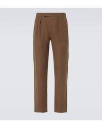 Ralph Lauren - Gerade Hose Aus Seide Und Leinen - Lyst