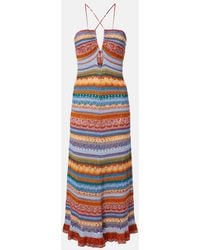 Etro - Striped Crochet Cotton Maxi Dress - Lyst