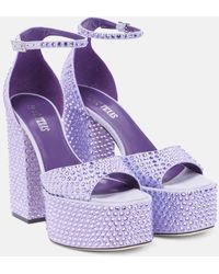 Paris Texas - Holly Tatiana Embellished Leather Platform Sandals - Lyst