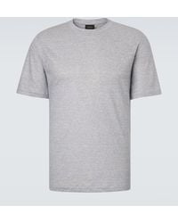 Brioni - Striped Linen And Cotton T-Shirt - Lyst