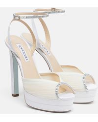 Aquazzura - Bridal Be Mine Embellished Platform Sandals - Lyst