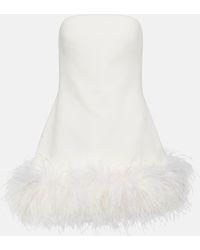 Safiyaa - Feather-trimmed Crepe Mini Dress - Lyst