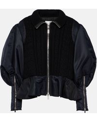 Noir Kei Ninomiya - Peplum Wool And Technical Bomber Jacket - Lyst