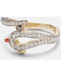 Yvonne Léon - Ring Python Aus 9Kt Gelbgold Mit Emaille Und Diamanten - Lyst