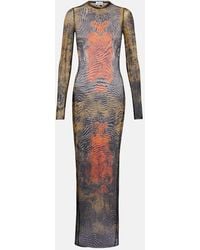 Jean Paul Gaultier - Bedrucktes Maxikleid Medallion Aus Mesh - Lyst