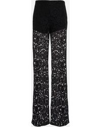 Valentino - Wide-leg Floral Lace Pants - Lyst