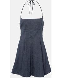 STAUD - Leone Linen-Blend Denim Minidress - Lyst