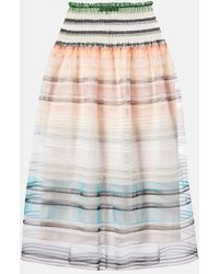 SUSAN FANG - Striped Tulle Midi Skirt - Lyst