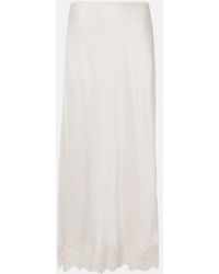 RIXO London - Matilde Lace-Trimmed Satin Slip Skirt - Lyst