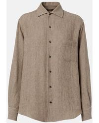 Loro Piana - Andre Chevron Linen Crepe Shirt - Lyst