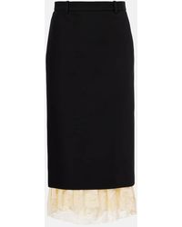 Balenciaga - Midirock Aus Wolle Mit Spitze - Lyst