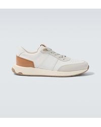 Tod's - Leather And Suede-Trimmed Sneakers - Lyst