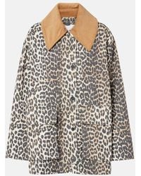 Ganni - Jacket With Animal Print - Lyst