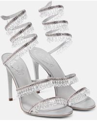 Rene Caovilla - Cleo Crystal-embellished Satin Sandals - Lyst