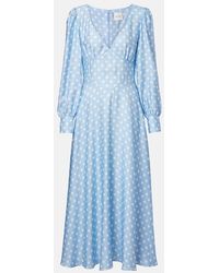Posse - Tilly Polka-Dot Satin Midi Dress - Lyst
