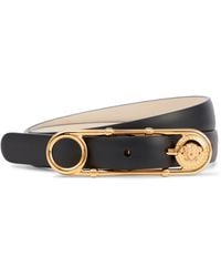 Versace Safety Pin Leather Belt - Black