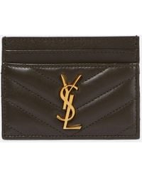 Saint Laurent - Porte-cartes En Cuir À Surpiqûres Cassandre - Lyst