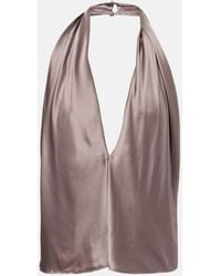 The Sei - Top De Seda Drapeado Con Cuello Halter - Lyst