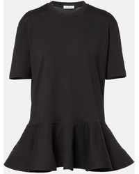 Alaïa - Peplum Cotton Jersey T-Shirt - Lyst