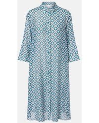 Max Mara - Steppa Printed Cotton And Silk Midi Dress - Lyst