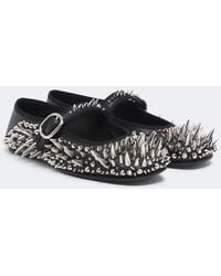 Bottega Veneta - Veneziana Spiked Leather Mary Jane Flats - Lyst
