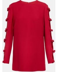 Valentino - Bow-trimmed Wool And Silk Sweater - Lyst