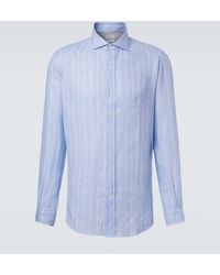 Brunello Cucinelli - Striped Linen Shirt - Lyst