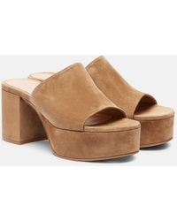 Gianvito Rossi - Suede Platform Mules - Lyst