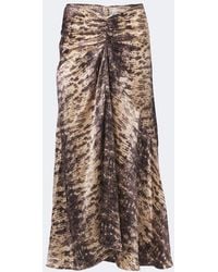 Isabel Marant - Laren Snake-Print Silk Satin Midi Skirt - Lyst