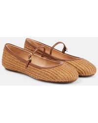 Gianvito Rossi - Carla Straw & Leather Flat - Lyst