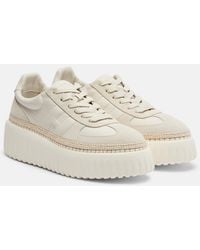 Hogan - H710 H-Stripes Leather And Suede Platform Sneakers - Lyst