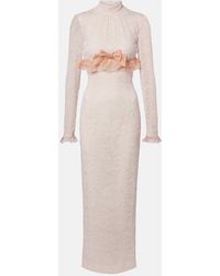 Alessandra Rich - Bow-Detail Lace Gown - Lyst