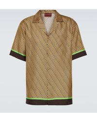 Gucci - Camisa bowling de seda con logo - Lyst
