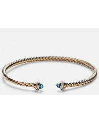 David Yurman - Cablespira Flex 18Kt Cuff Bracelet With Topazes And Diamonds - Lyst