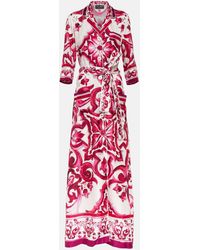 Dolce & Gabbana - Robe chemise imprimee en soie - Lyst