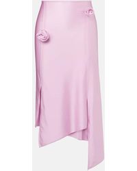 Coperni - Floral-Applique Satin Midi Skirt - Lyst