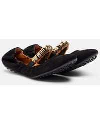 Tod's - Dee Suede Mary Jane Flats - Lyst