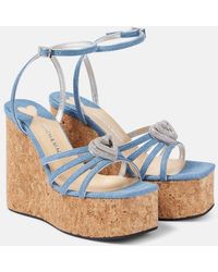 Mach & Mach - Wedge-Sandalen Double Heart Aus Denim - Lyst