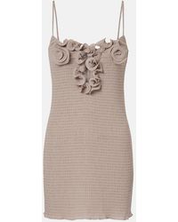 Magda Butrym - Floral-Applique Shirred Crepe Minidress - Lyst