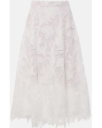 Oscar de la Renta - Floral Guipure Lace Midi Skirt - Lyst