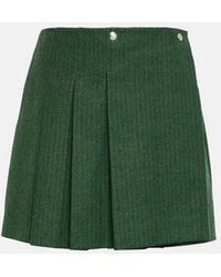 Plan C - Pleated Wool-Blend Miniskirt - Lyst