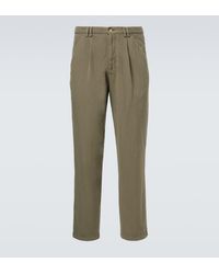 Brunello Cucinelli - Cotton And Linen Straight Pants - Lyst