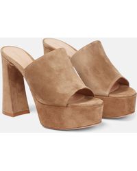 Gianvito Rossi - Holly Suede Platform Mules - Lyst